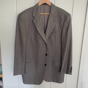 Joseph Abboud Black Label 42R Houndstooth Wool and Silk Blazer in Brown / Tan.